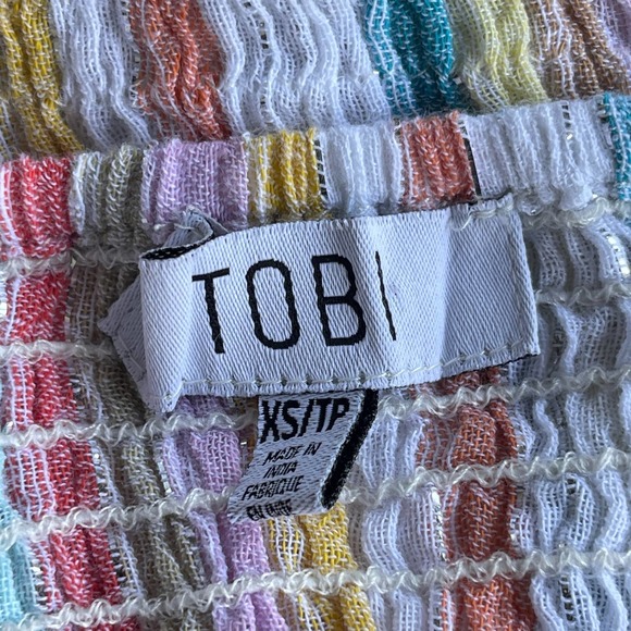 Tobi Crop Top Womens Size Extra Small Pastel Smocked Puff Sleeve Crop Top - Picture 6 of 11